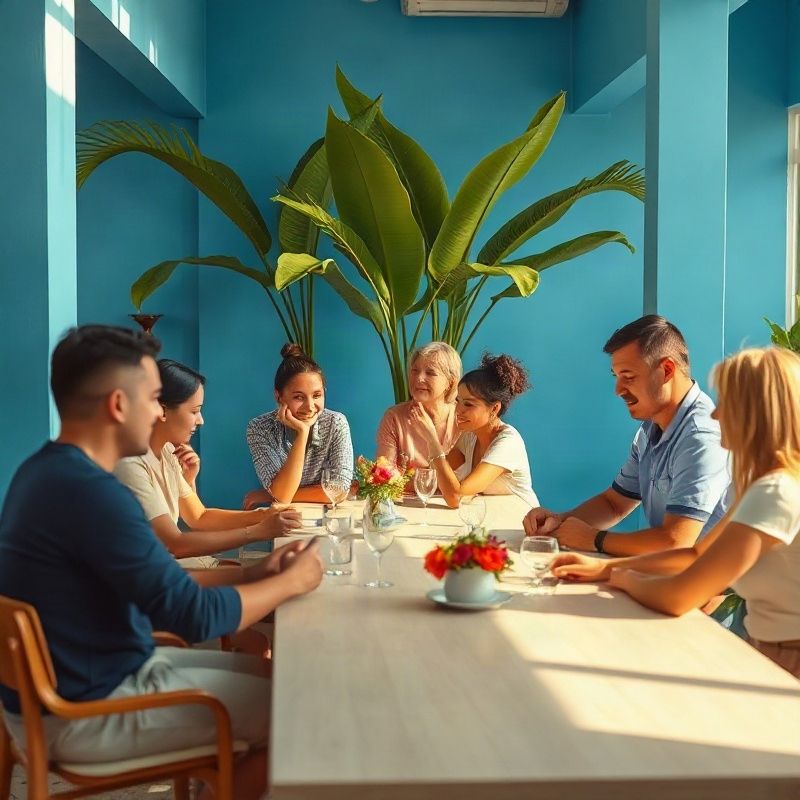 Pequeno grupo organizando cadeiras para uma reunião na Deltacriver